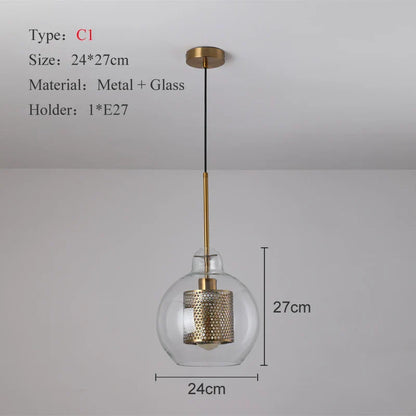 DecorBites™ Ball Glass Pendant Light Modern Kitchen Dining Living Room Fixture