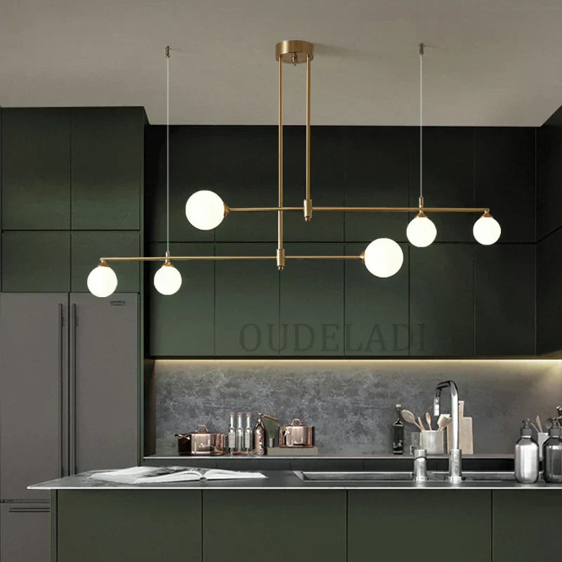 DecorBites™ Glass Ball Chandelier LED Light Fixture for Dining Room Bedroom Kitchen Island