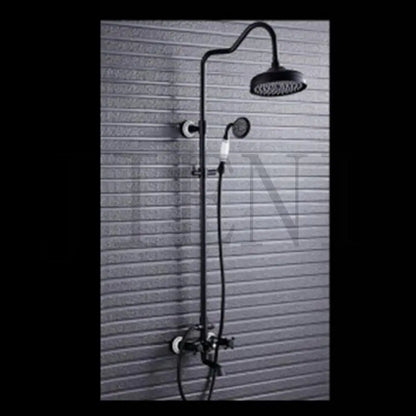 DecorBites™ 8" Black Rain Shower Head Set with Hand Spray and Mixer Faucet