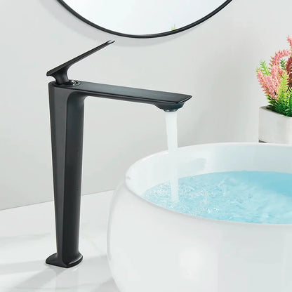 DecorBites™ Black Brass Bathroom Sink Faucet, Hot Cold Water Mixer, Single Handle Deck Mount