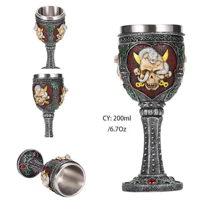 DecorBites™ Gothic Skull Resin Wine Glass 200ml bar drinkware cocktail whiskey cup