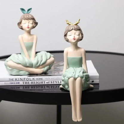 DecorBites™ Bowknot Girl Figurine: Modern Nordic Character Sculpture with Storage Box