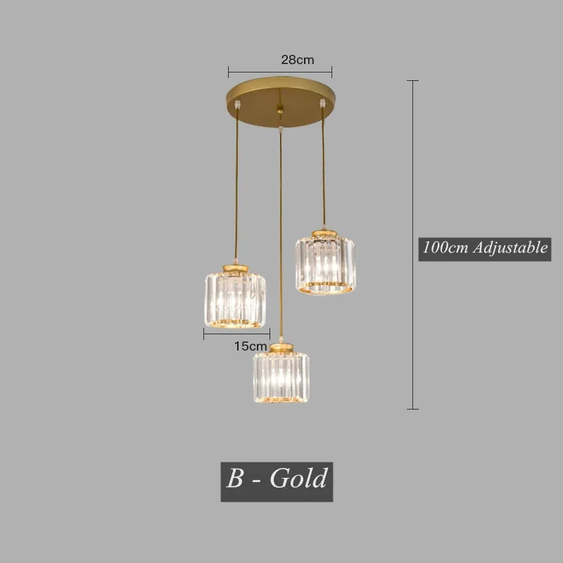 DecorBites™ Crystal LED Pendant Chandelier for Dining Living Room Decor