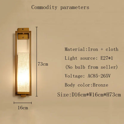 DecorBites™ Chinese Style Wall Lamp for Bedroom & Living Room with E27 Cloth Light Fixture