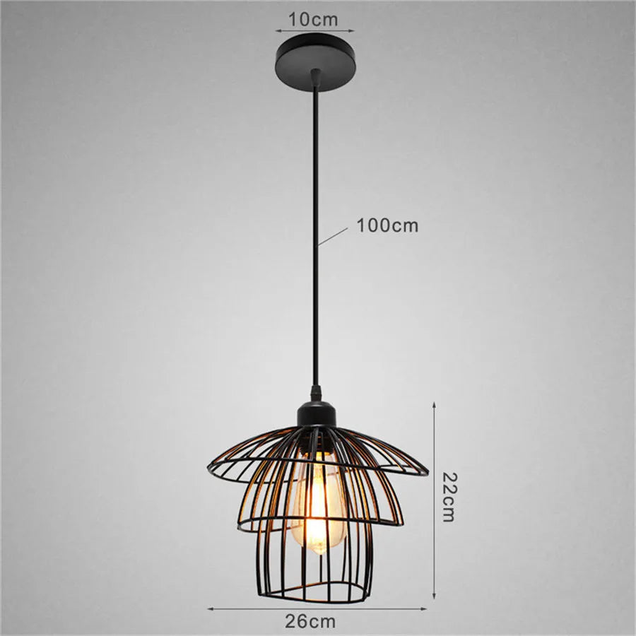 DecorBites™ Black Iron Cage Pendant Light for Kitchen Living Room Shop