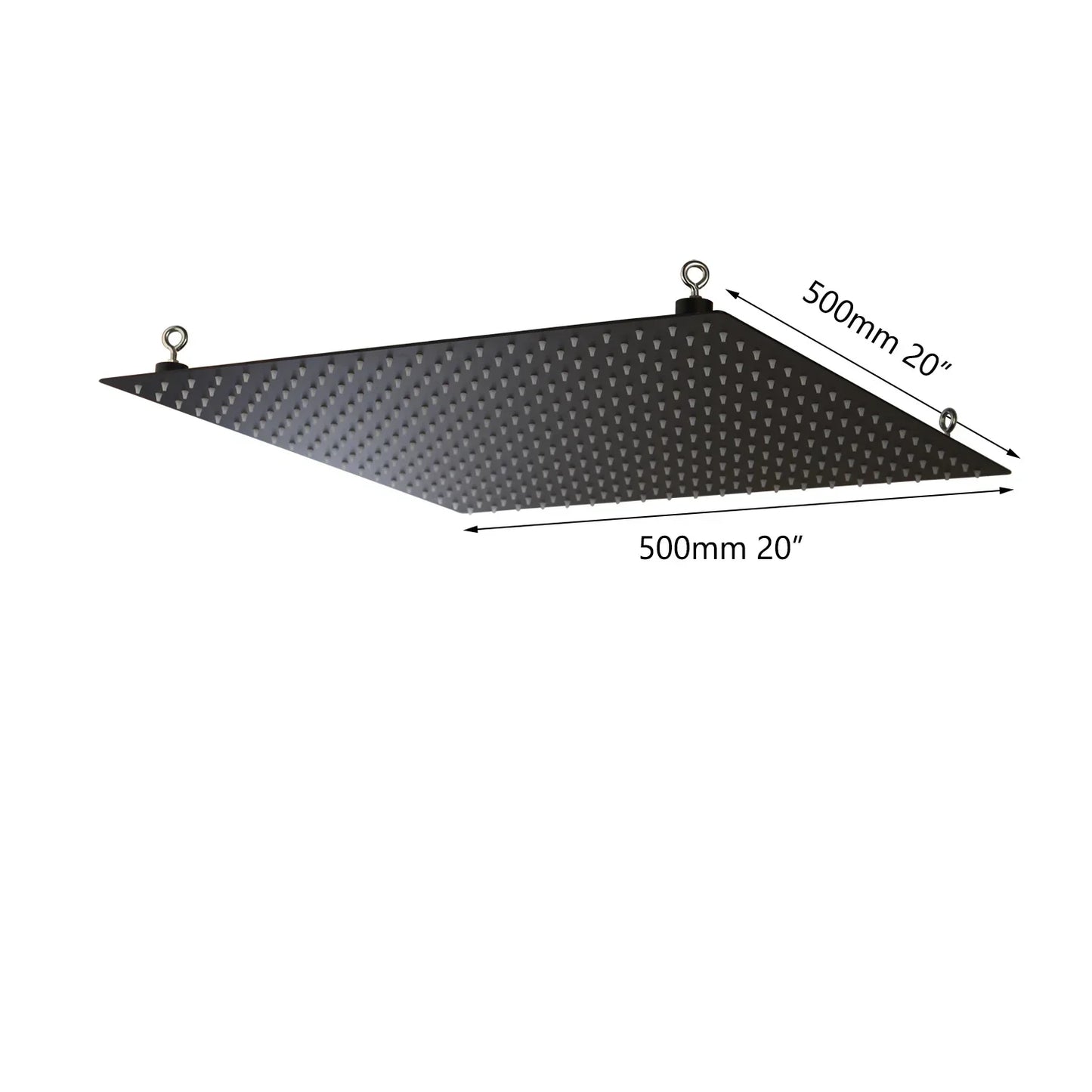 DecorBites™ 20 Inch Super Slim Matte Black Square Rain Shower Head by Stainless Steel