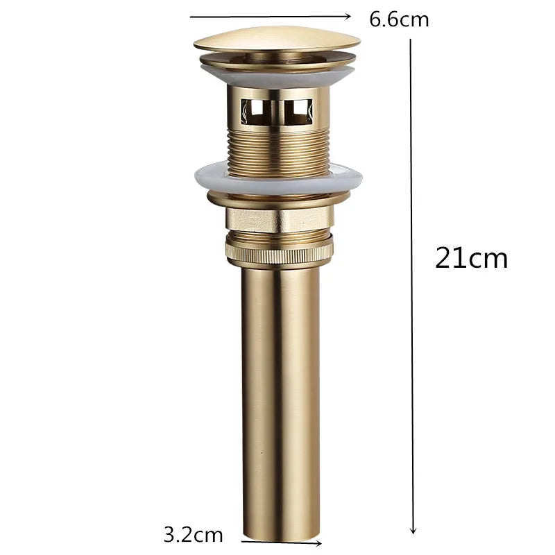 DecorBites™ Brushed Gold Pop-Up Drain Stopper for Bathroom Sink Vessel Vanity