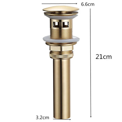 DecorBites™ Brushed Gold Pop-Up Drain Stopper for Bathroom Sink Vessel Vanity