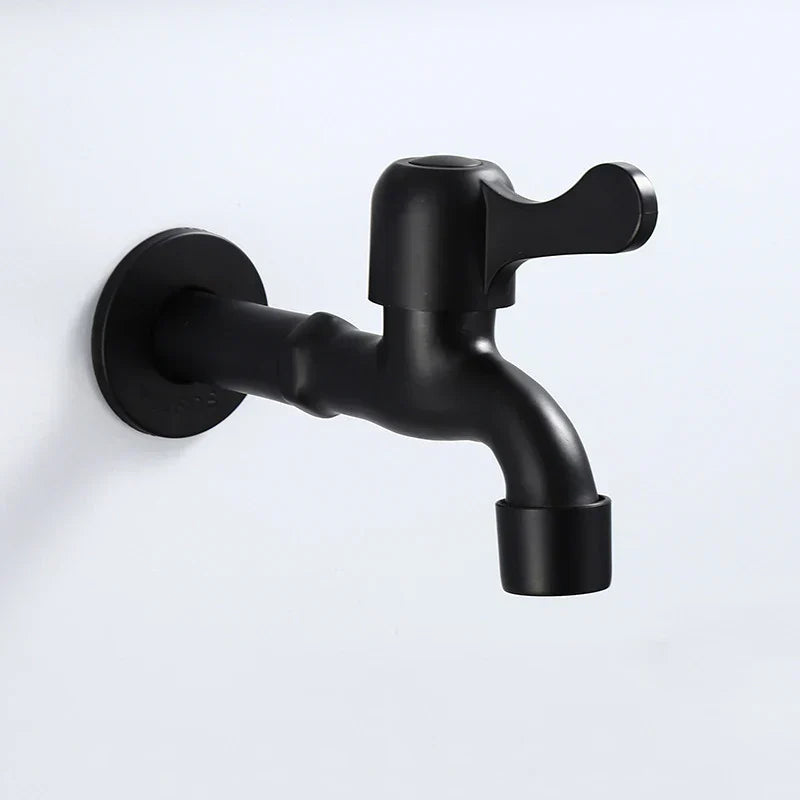 DecorBites™ Antique Black Brass Wall Mount Bibcock Tap for Outdoor Garden and Washing Machine