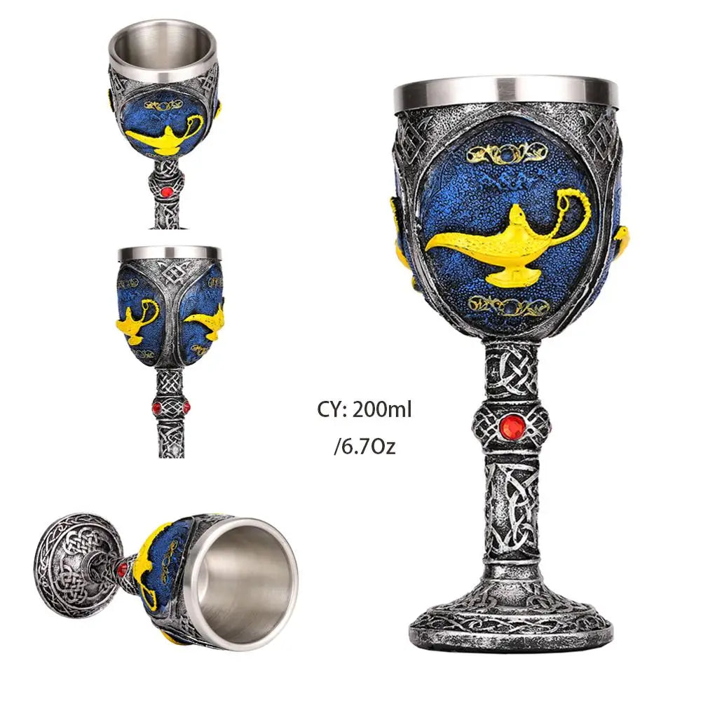 DecorBites™ Dragon Skull Goblet: Gothic Resin Stainless Steel Wine Glass for Cocktail Bar Party