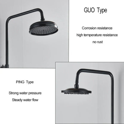 DecorBites™ Black Brass Bath Shower Faucet Set with Handshower and Tub Spout
