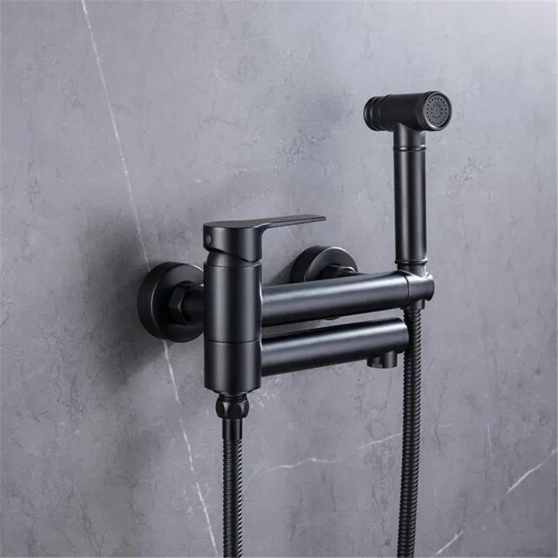 DecorBites™ Brushed Gold Bathtub Shower Set, Wall Mounted Rotatable Faucet Industries