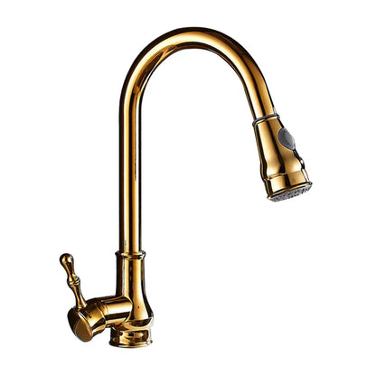 ™ Gold Kitchen Faucet Pull Out Swivel Water Mixer Tap Single Handle Sink