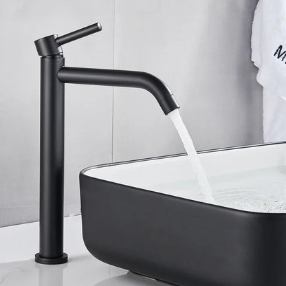 DecorBites™ Black Deck Mounted Basin Mixer Tap | Hot Cold Water Faucet for Bathroom Basin