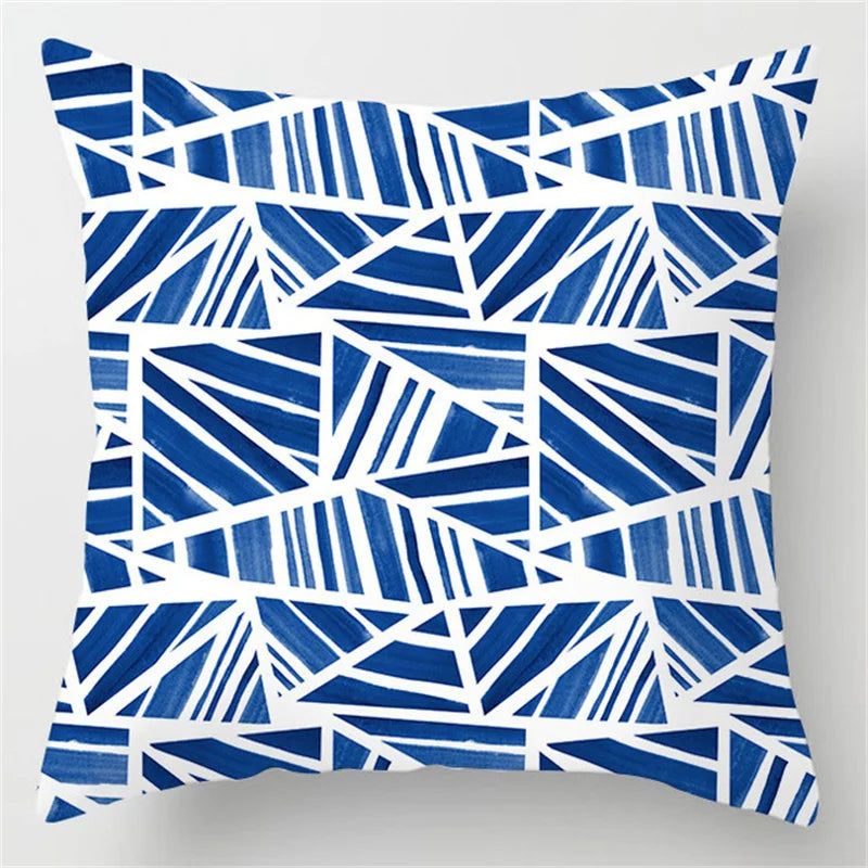 DecorBites™ Blue Geometric Marble Stripe Line Pillowcases for Car Sofa Decor