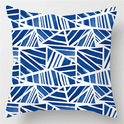 DecorBites™ Blue Geometric Marble Stripe Line Pillowcases for Car Sofa Decor