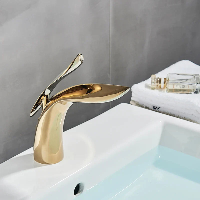 ™ Golden Rose Bathroom Faucet Waterfall Basin Mixer Taps - Luxury Single Hole