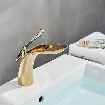 ™ Golden Rose Bathroom Faucet Waterfall Basin Mixer Taps - Luxury Single Hole
