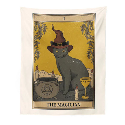 DecorBites™ Cat Divination Tarot Card Tapestry Moon Phase Wall Hanging Décor