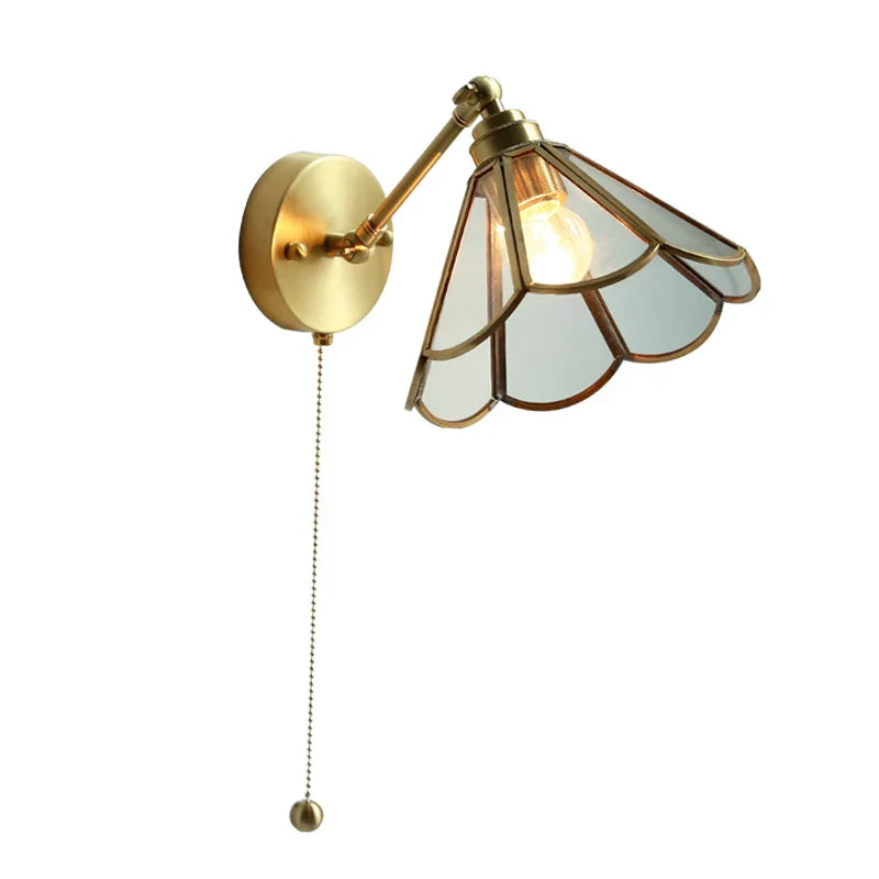 DecorBites™ Copper Wall Sconce Glass Nordic Wall Lamp LED Pull Chain Switch