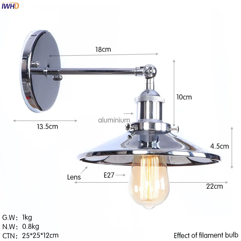 DecorBites™ Antique Gold Rustic LED Wall Light for Home Decor
