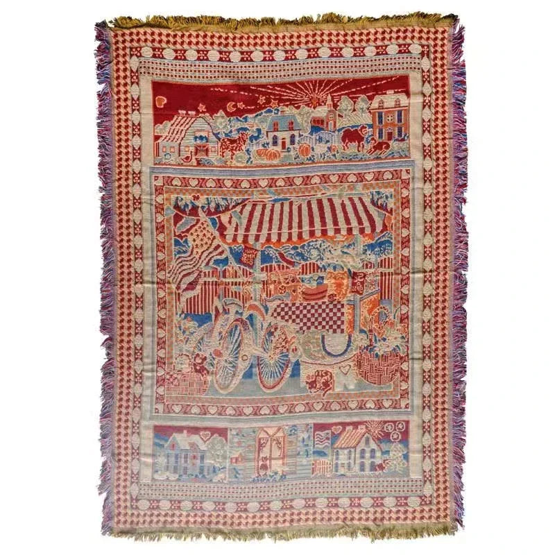 DecorBites™ Bohemian Knitted Sofa Cover with Tassels - Soft Double Sided Couch Blanket