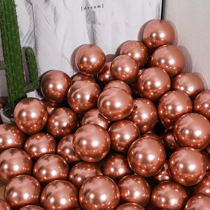 5" Chrome Golden Balloons for Wedding Party Decor by DecorBites™ - Pack of 10