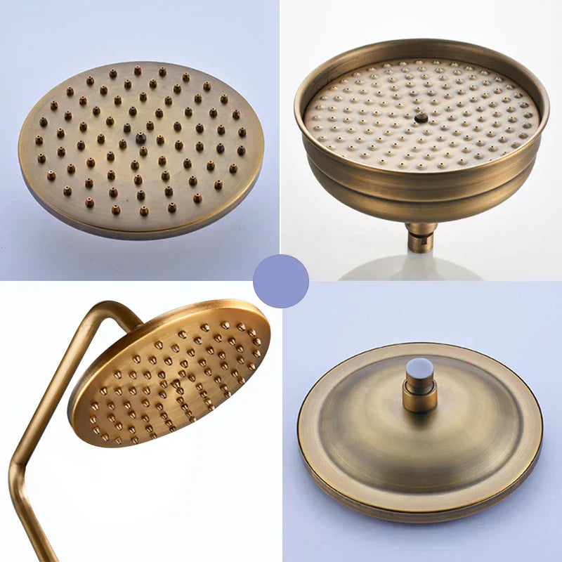 DecorBites™ Antique Brass Shower Set with Handshower, Rainfall Tap Crane