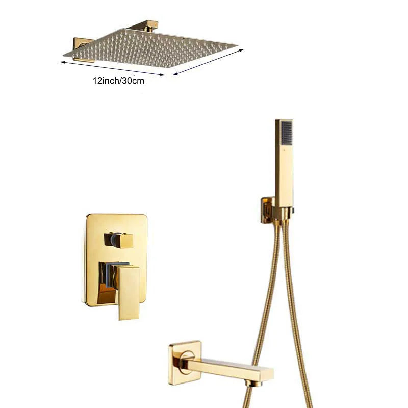 ™ Golden Rainfall Shower Faucet Set with Single Handle Brass Bath Mixers