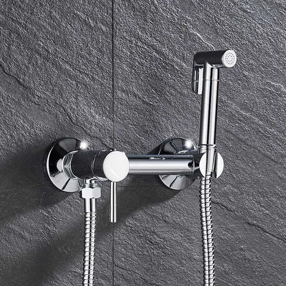 DecorBites™ Brass Bidet Faucet: Cold Hot Water Mixer, Square Shower Sprayer Head, Toilet Tap
