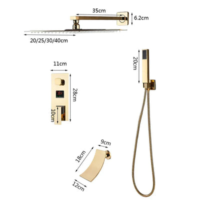 DecorBites™ Gold Digital Display Shower System with Tub Spout