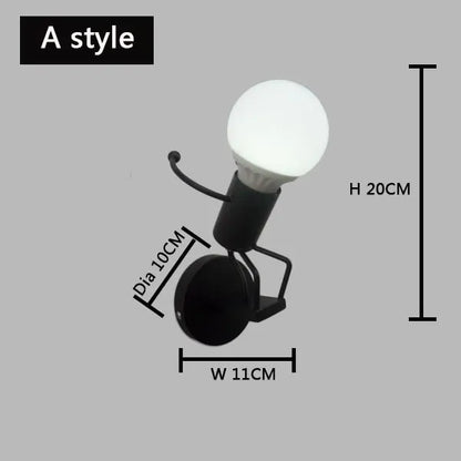 DecorBites™ Cartoon Matchstick Man Wall Lamp for Kids Room and Home Decor