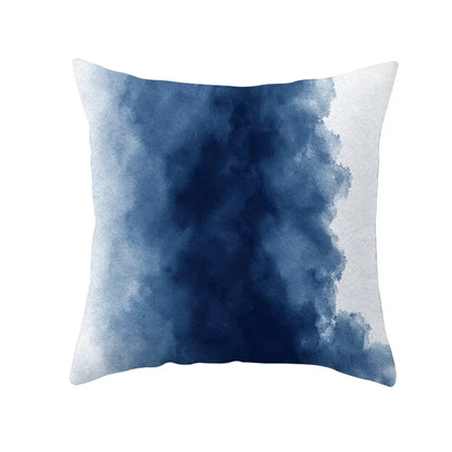 DecorBites™ Blue Ink Gold Edge Geometric Cushion Cover - Polyester Throw Pillow Case