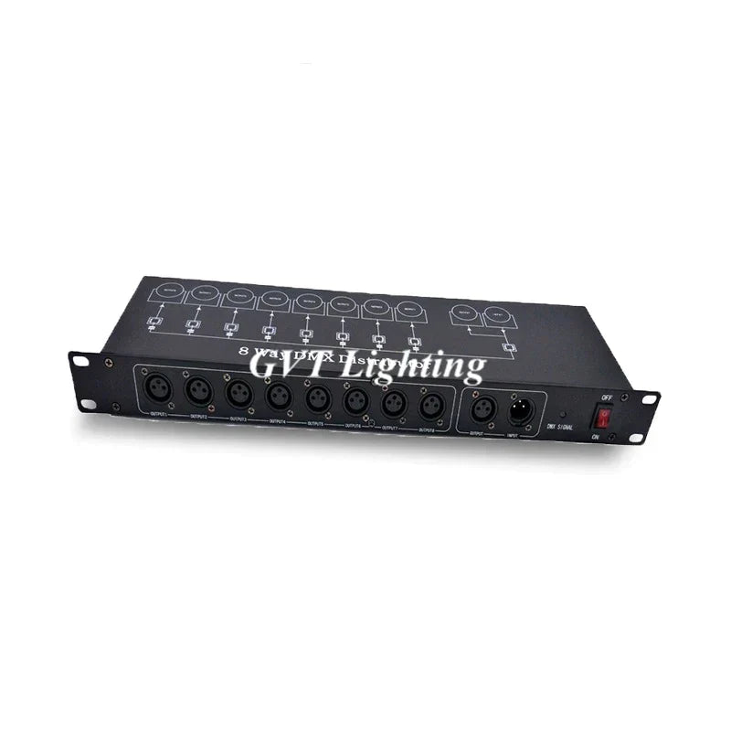 DecorBites™ 8-Port DMX Signal Amplifier Splitter for LED Lights - Signal Repeater & Distributor