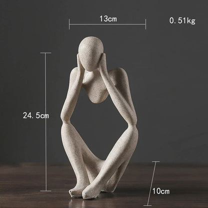DecorBites™ Abstract Thinker Woman Figurine Resin Sculpture Modern Art Decor Craft Ornament
