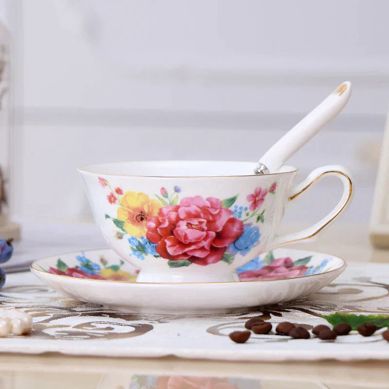 DecorBites™ Elegant Ceramic Tea Cup Set 200ml British Porcelain Coffee Cup