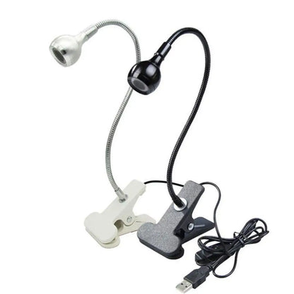 DecorBites™ LED Book Light Black Silver Clip-On Desk Lamp Flexible Reading Lamp