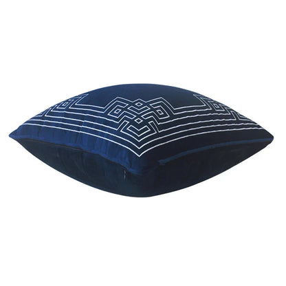 DecorBites™ Blue Geometry Embroidery Cushion Cover Dutch Velvet Pillowcase Shell Gift