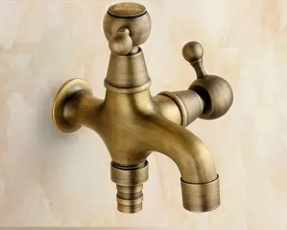 DecorBites™ Antique Brass Dragon Carved Outdoor Washing Machine Faucet Cold Tap