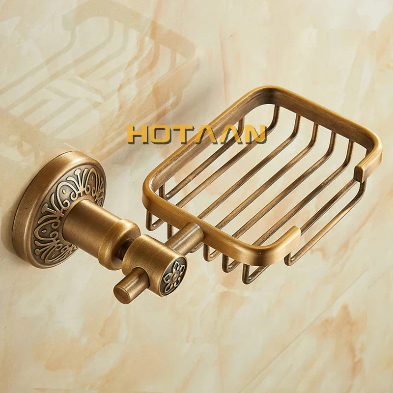 DecorBites™ Antique Brass Bathroom Soap Basket Wall Mounted Soap Dish Holder