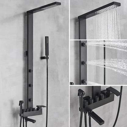 DecorBites™ Black Bathroom Faucet Shower Kit with Rainfall Shower Column and Bidet Mixer System