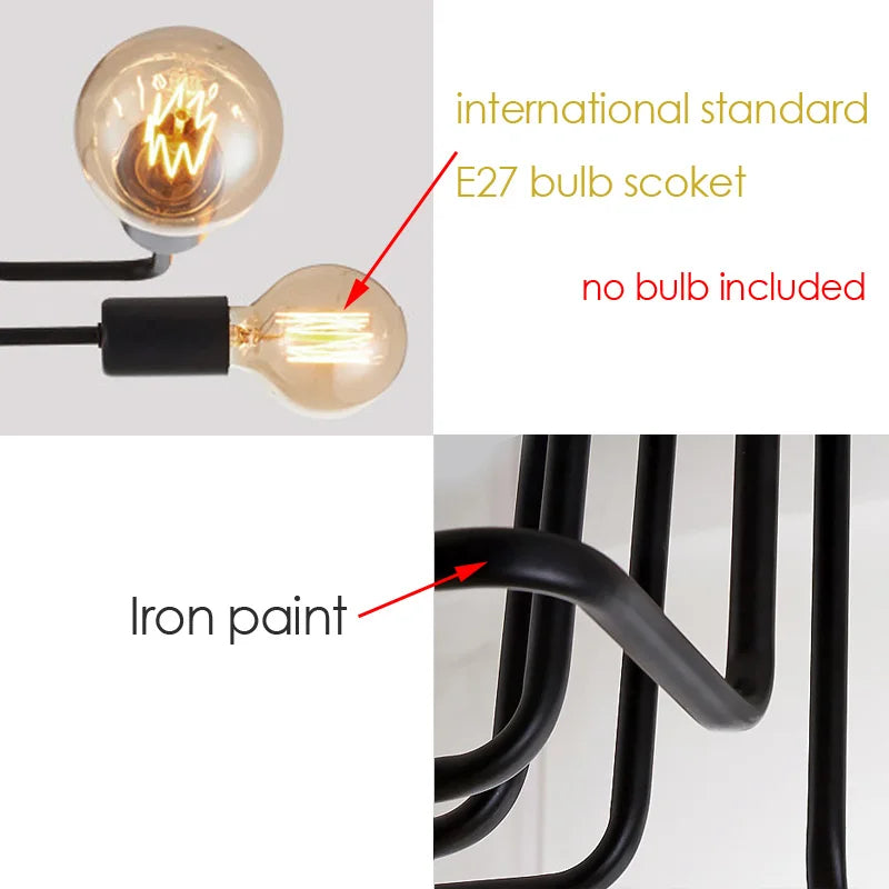 DecorBites™ Black Iron Ceiling Light for Living Room, Bedroom, Dining Room, and Kitchen