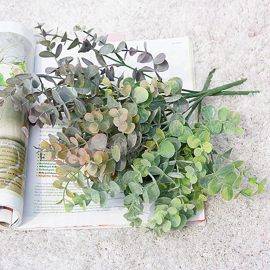 DecorBites™ Green Eucalyptus Branch: Faux Leaves for Home & Wedding Decor