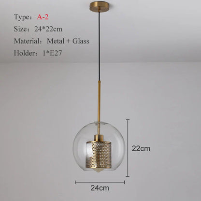DecorBites™ Ball Glass Pendant Light Modern Kitchen Dining Living Room Fixture