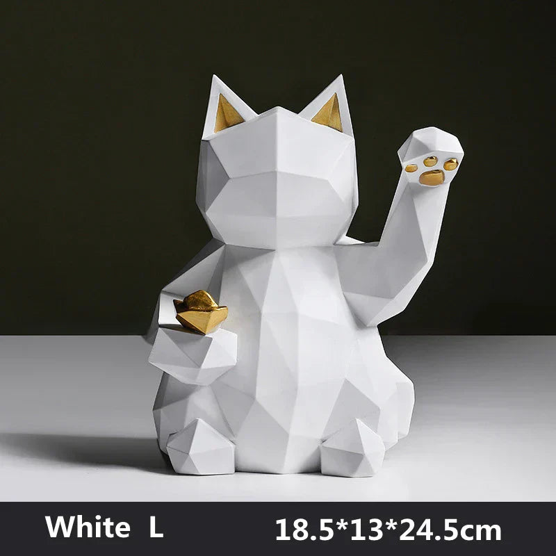DecorBites™ Lucky Cat Resin Statue: Modern Nordic Home Decor Figurine