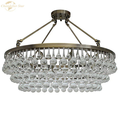 DecorBites™ LED Round Glass Chandeliers Raindrop Pendant Lights Modern Living Hanging Lamps