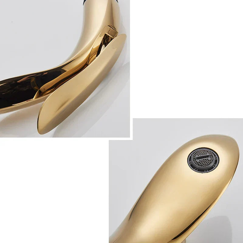 ™ Golden Rose Bathroom Faucet Waterfall Basin Mixer Taps - Luxury Single Hole