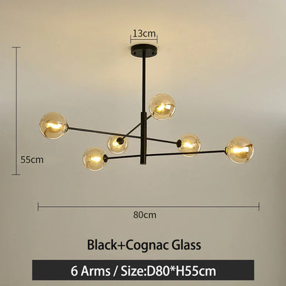 DecorBites™ Black/Gold G9 LED Chandelier for Living Room Bedroom Modern Pendant Lighting
