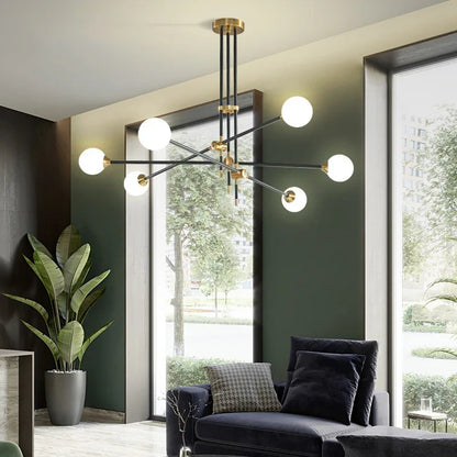 DecorBites™ Geometric Glass Ball Chandelier: Post-modern LED Pendant Lights for Stylish Decor