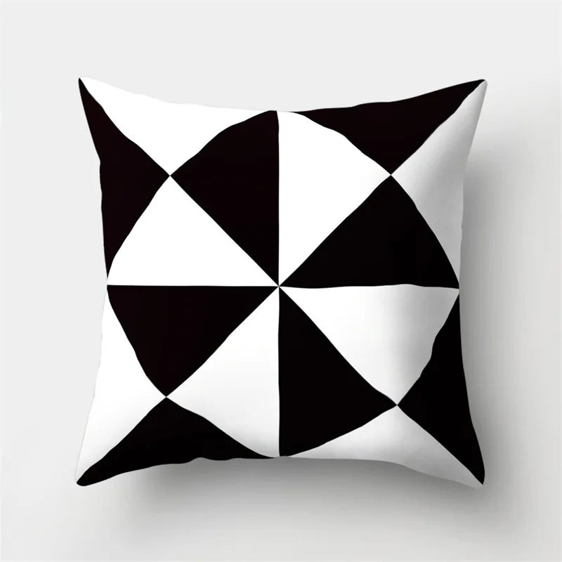 DecorBites™ Geometric Star Print Pillow Cover for Home Decor - Black & White Square Texture